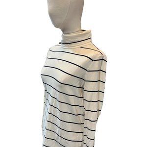 Timeless White and Black Striped Turtleneck by Talbots